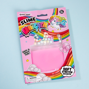 Factory Price Crystal <b>Slime</b> pink Soft Stretch unicorn Crystal Putty with rainbow Accessories Bag Packaging 80g <b>Slime</b> for Kids - Product Image 2