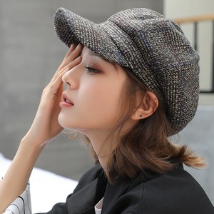 Gorro octogonal a cuadros Retro para mujer de otoño-invierno, sombrero de <span class=keywords><strong>pintor</strong></span> de lana, sombrero de boina británico para mujer - Product Image 1