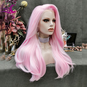 Long Curly Glow in the Night <strong>Pink</strong> <strong>Wig</strong> Overnight Delivery Heat Resistant Lace Front <strong>Wig</strong> Front Lace Synthetic <strong>Wig</strong> - Product Image 3