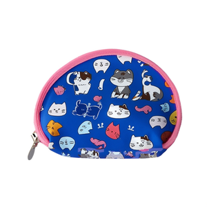 Portamonete a mezza luna con simpatico gatto e cane, 11,5x9 cm, con cerniera, per bambini e ragazze, portachiavi a forma di cartone animato, mini portatile - Product Image 2