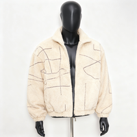 Veste réversible coupe-vent à capuche en polaire sherpa moelleuse en laine à col rabattu avec logo brodé personnalisé OEM pour hommes