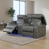Fauteuil inclinable fonctionnel avec table basse en cuir véritable gris ensemble de canapé 3 places populaire