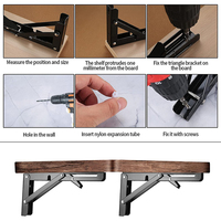 Support triangulaire pliable en acier inoxydable pour meubles avec support d'étagère Billy, vente chaude