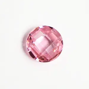 high quality 9mm round double chess cut cz pink crystal gems Wuzhou