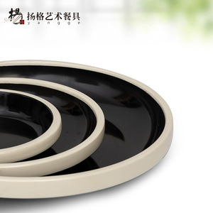 Vaisselle d'art Yangge en terre cuite, assiettes et bols ronds bicolores, durables, pour usage quotidien en hôtel et restauration - Product Image 4
