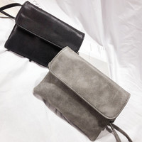 Sac à bandoulière en cuir givré couleur unie pour femme, fermeture éclair, 18 cm, style japonais et coréen, mini sac