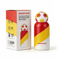 Gourde isotherme en acier inoxydable Everich 300 ml, design football, avec couvercle en silicone personnalisé, double paroi isolée