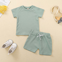 Nuevo Conjunto de Ropa Casual de Verano para Bebés Unisex, 100% Modal, 2 Piezas, Color Sólido, Suave y Transpirable, Conjunto de Top de Manga Corta de Alta Calidad