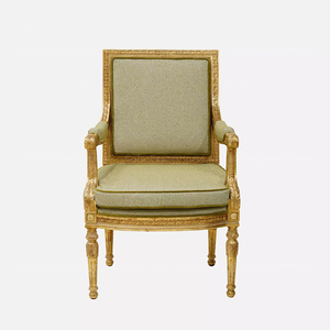 Chaise de salle à manger de style <span class=keywords><strong>Louis</strong></span> <span class=keywords><strong>XVI</strong></span> néoclassique français, sculptée à la main, dorée, en bois massif, rembourrée, pour la décoration de villa et de maison - Product Image 3