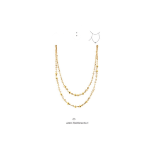 Collana a Doppio Strato in Acciaio Inossidabile Acero, Placcata Oro, Gioiello Unisex alla Moda, Regalo Trendy - Product Image 1