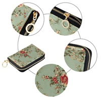 Nouvel Arrivage Portefeuille en Cuir PU avec Fermeture Éclair et Porte-Cartes d'Identité, Motif Floral Bohème Personnalisé, Porte-Monnaie de Poche – Vente en Gros