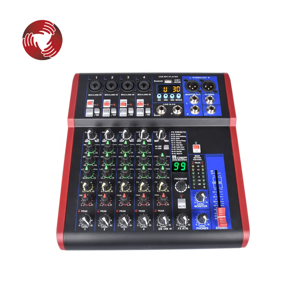 Hot-selling professional 6-channel audio sound mixer console sound system