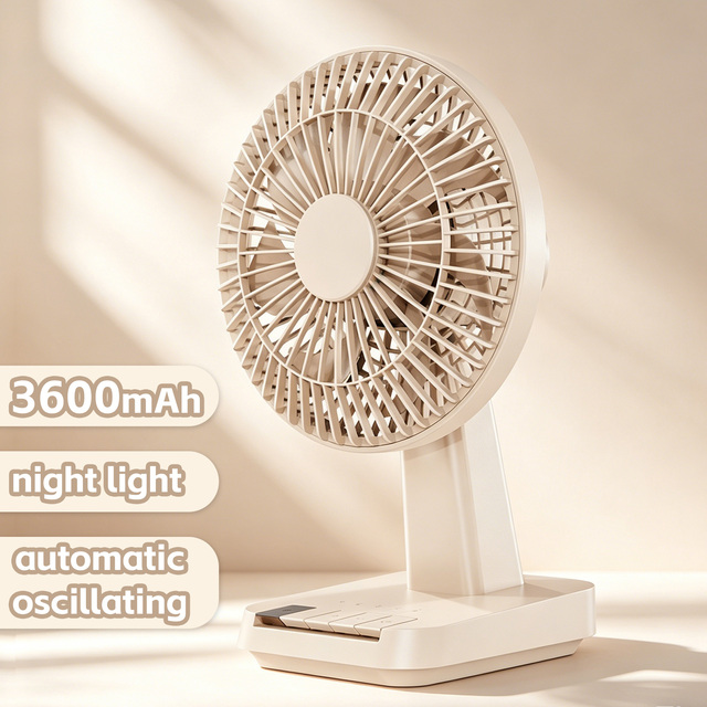 Portable Handheld Fan 3600mAh Battery Powered Aromatherapy Mosquito Repellent Auto Swing LED Ambient Light 4 Foldable Household