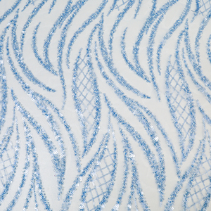 Tùy chỉnh sang trọng lưới vải tuyn Bạc Sequins đính cườm chất lượng cao <span class=keywords><strong>Net</strong></span> Voile Ren Vải cho phụ nữ Bridal Wedding Dress - Product Image 3