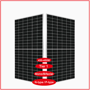 Wholesale cheaper price <strong>450W</strong> Bifacial Double glass HJT Half-Cut cell monocrystalline N type Tier 1 all black PERC <strong>solar</strong> <strong>panel</strong> - Product Image 1