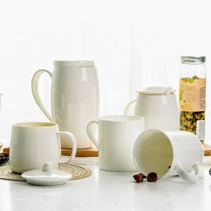 Ceramic Mugs Minimalist Design White 12oz Heat Resistant For Coffee Tea Drinking - Product Image 2