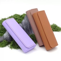 Étui à lunettes portable anti-stress en PU écologique fait main, style rétro littéraire, pour lunettes de soleil et de vue, forme rectangulaire
