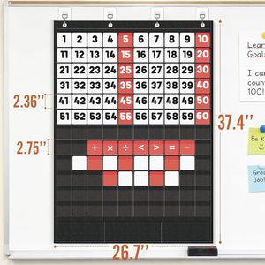 Tabla de bolsillo con números del 1 al 120, 140 tarjetas de doble cara, tabla de aprendizaje de matemáticas con almacenamiento para uso en el aula de niños - Product Image 2
