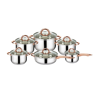 Juego de Ollas y Sartenes de Acero Inoxidable SS201, 13 Piezas, con Tapa de Vidrio y Mango Ergonómico, para Hogar, Restaurante y <span class=keywords><strong>Chef</strong></span> - Product Image 6