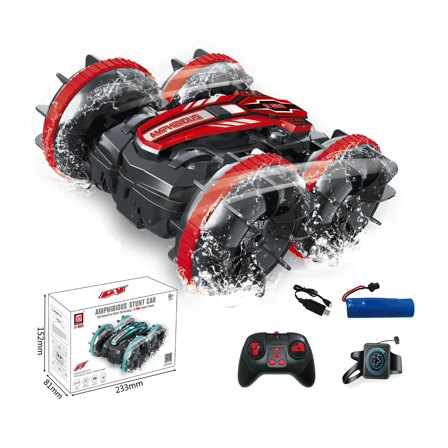 2.4G All Terrain Remote Control Double Sided Drifting 360 Rolling High Speed Waterproof Amphibious Stunt Car for Kids