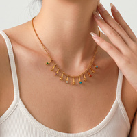 Collier ras du cou en acier inoxydable avec strass multiples pour femme, étanche, chaînes de clavicule, accessoires de bijoux pour le cou, vente en gros