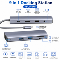 Hub USB C 9 en 1 con Gigabit Ethernet RJ45, HDMI 4K 60Hz, 100W PD, Audio, Lector de Tarjetas SD y TF 3.0, Estación de Acoplamiento Tipo C para MacBook