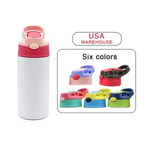 2oz white coated cup cartoon 304 stainless steel children's water cup straw thermos cup