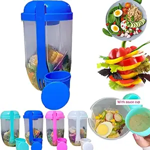 Taza de ensalada desechable sin BPA, agitador de ensalada de plástico para frutas y verduras, con tenedor