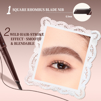 Crayon et Teinture Sourcils 2-en-1 Marque Blanche, Imperméable 24H, Résistant à la Transpiration, Maquillage Sourcils Naturel 3D Longue Durée