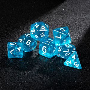 Vente en gros usine : Ensemble de dés polyédriques transparents bleu clair, personnalisables, pour jeux de table en vrac, DND et <span class=keywords><strong>RPG</strong></span> - Product Image 3