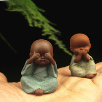 Dekorasi hewan peliharaan teh dapat naik Mini "empat Nos" Little Monk Zen Tea Set aksesoris Pot bunga dekorasi tanah liat ungu teh hewan peliharaan