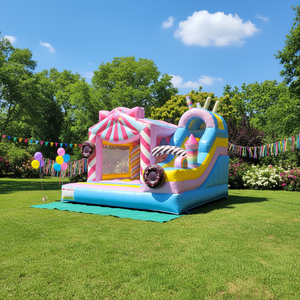 Château gonflable à thème bonbons de qualité commerciale, maison gonflable à bonbons pour décoration de mariage en plein air, trampoline pour enfants pour le jeu, location commerciale - Product Image 1