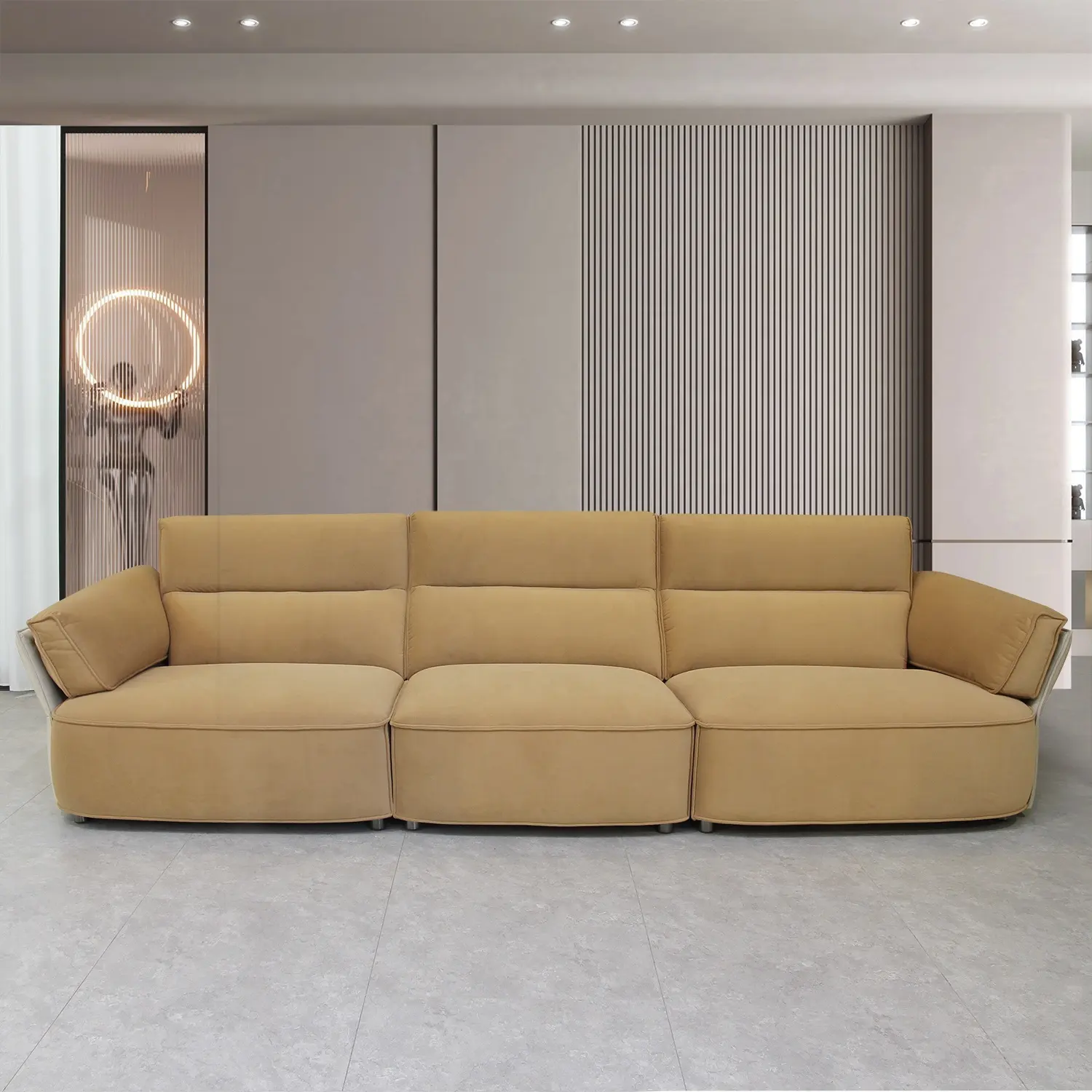 Set soggiorno componibile moderno sofà in tessuto ad alta densità con struttura in legno massello divano mobili per la casa