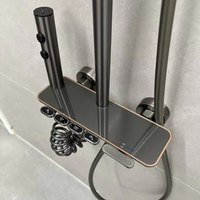 Système de robinet de douche de salle de bain contemporain de luxe 4 fonctions chrome poli mitigeur en laiton robinets jet de pluie pour hôtels