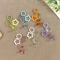 Porte-clés pendentif chien ballon et pentagramme en acrylique transparent couleur bonbon, ornement de sac style décontracté