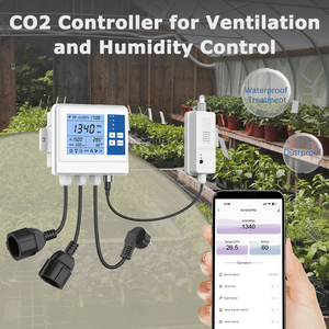 Điều khiển kép CO2 Điều chỉnh Inline Quạt thông gió kỹ thuật số LCD trong nhà nhà kính phát triển Lều Wifi nhiệt độ tạo độ ẩm cho phát triển phòng - Product Image 4