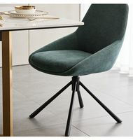 Chaise de salle à manger pivotante rembourrée moderne, fauteuil d'appoint en tissu doux avec pieds en métal noir pour la maison, la cuisine et les restaurants