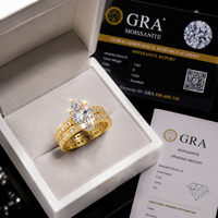 Bague de Fiançailles et de Mariage pour Femme en Or Plaqué 18 carats avec Moissanite D Color VVS1 Solitaire Marquise Pavée Large Tressée Style Vintage