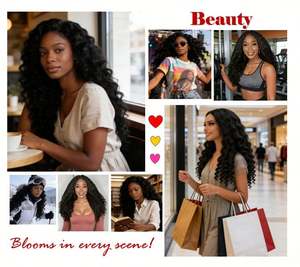 Pelucas Sintéticas con Frente de Encaje para Mujeres Negras, 22 Pulgadas, Naturales, Rizadas, con Raya al Medio, Resistentes al Calor, Fibra Transparente de Alta Temperatura - Product Image 6