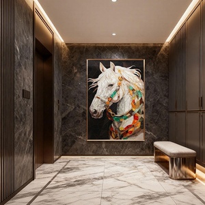 Pintura <span class=keywords><strong>de</strong></span> Caballo Esmaltada Hecha a Mano, Diseño <span class=keywords><strong>de</strong></span> Arte Moderno, Marco <span class=keywords><strong>de</strong></span> Aleación <span class=keywords><strong>de</strong></span> Aluminio, Tablero <span class=keywords><strong>de</strong></span> Madera Sólida, Pintura Personalizable - Product Image 2