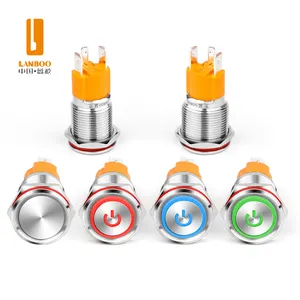 Flat head with led light metal push button switch power led push button momentary latching