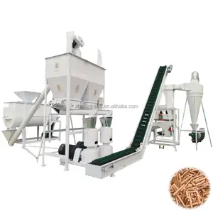 Chine 1-2 t/h ligne de production de machine à granulés de bois clé en main usine-ligne de presse à granulés de bois pour la sciure de bois