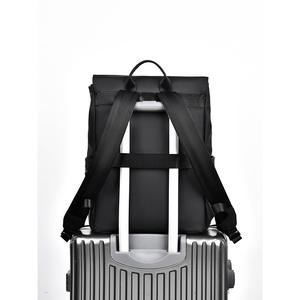 New Men's High-End Casual <b>Backpack</b> Stylish Unique PU Material Simple Casual Solid Color Zipper Closure Anti-Theft Feature - Product Image 2