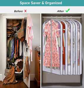 Housses de vêtements suspendues avec poche en PVC transparent à soufflet pour vêtements de nuit - Product Image 5