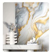 Feuille de marbre PVC en plastique brillant intérieur imperméable à l'eau Revêtement UV Panneaux muraux en faux marbre pour la décoration