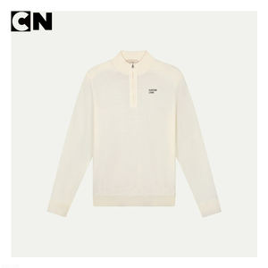 Pull en laine mérinos extrafine de luxe pour homme, certifié GRS, logo personnalisé, pull à demi-zip tricoté, pull d'hiver - Product Image 4