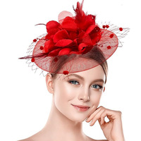 Coiffe de mariée vintage transfrontalière euro-américaine, voile en résille, accessoire capillaire fleur et plume, pour spectacle de danse, chapeau haut de forme, thé