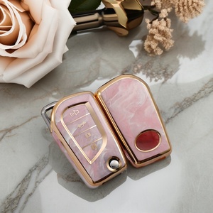 TPU Flip Car portachiavi compatibile <span class=keywords><strong>Toyota</strong></span> Aygo <span class=keywords><strong>Rav4</strong></span> Land Cruiser a 3 pulsanti portachiavi portachiavi senza chiave telecomando portachiavi portachiavi - Product Image 2