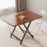 Table à manger carrée multifonctionnelle pliable et réglable, mobilier de salle à manger moderne en bambou avec pieds en fer, rangement facile pour la pièce