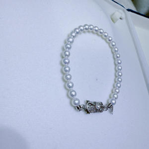 Bracelet en perles d'eau douce rondes Zhuji Natural de 5 à 6 mm, presque sans défaut, en argent pur avec un design unique - Product Image 3